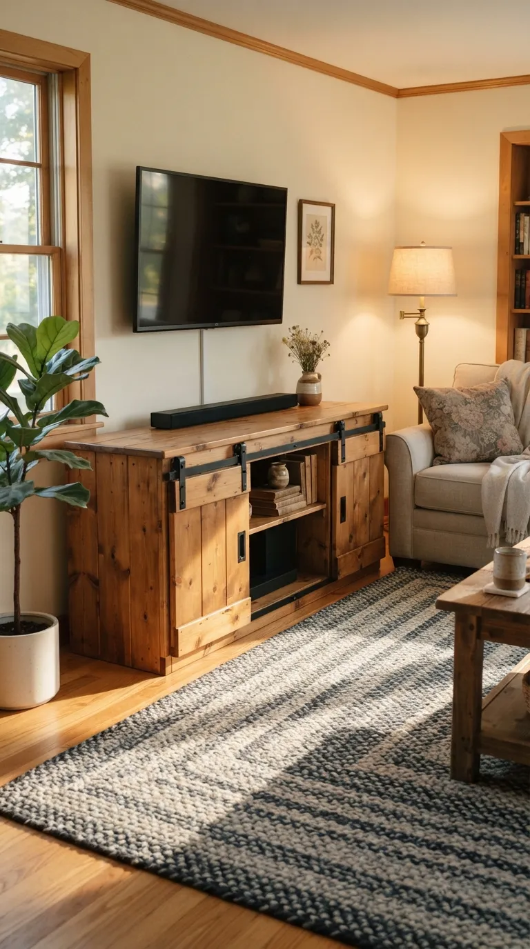 diy tv stand ideas on a budget Rustic Barn Door Stand