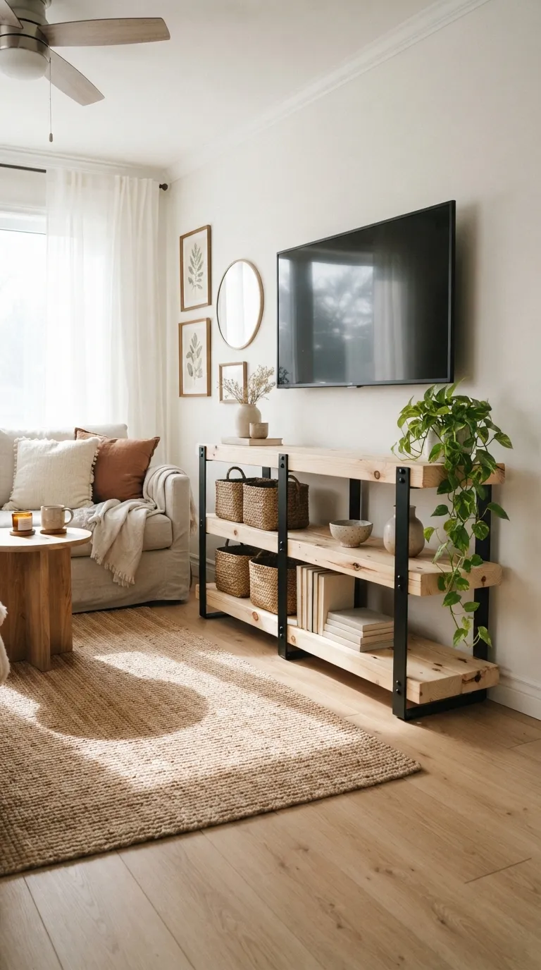 diy tv stand ideas on a budget Simple Wood Shelf Console