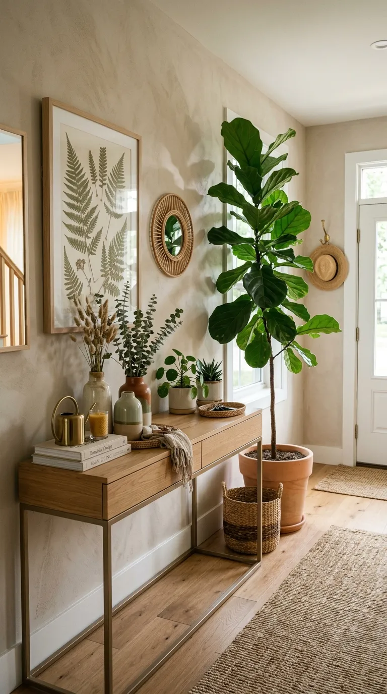 entry hallway decor ideas Greenery Accents