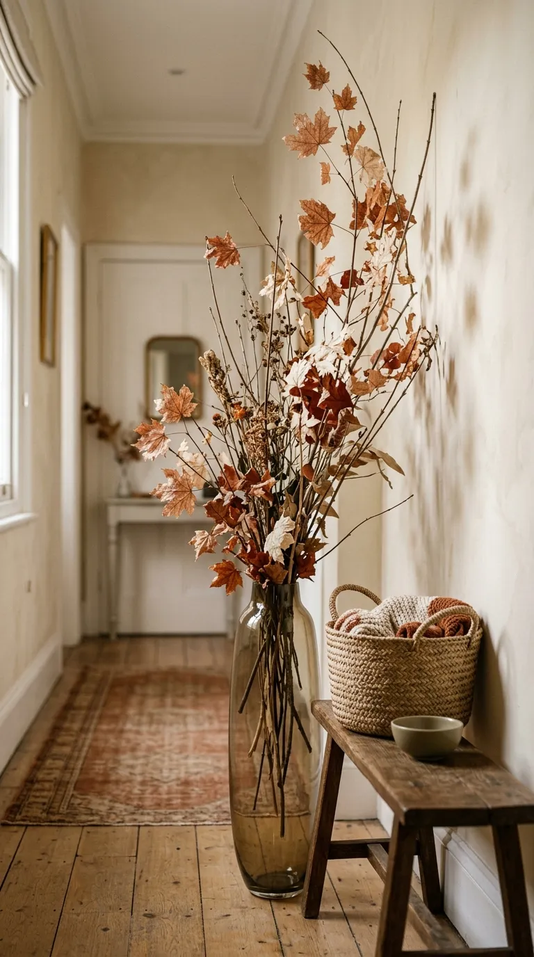 fall apartment decor Dried Leaf Arrangements