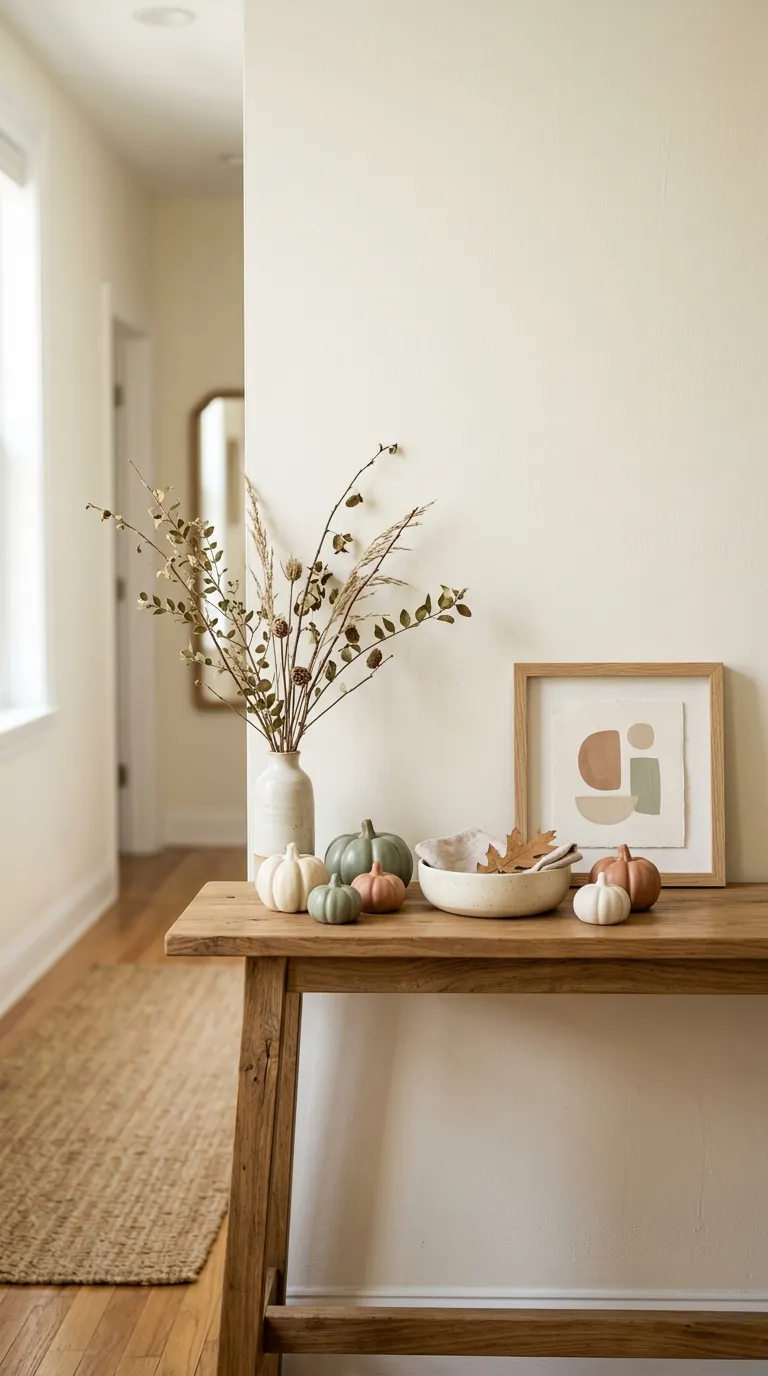 fall apartment decor Mini Pumpkin Vignettes