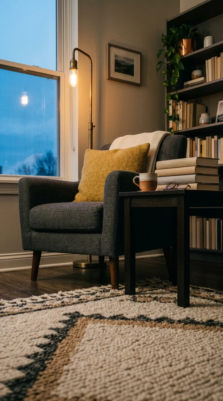 fall apartment decor Moody Reading Corner