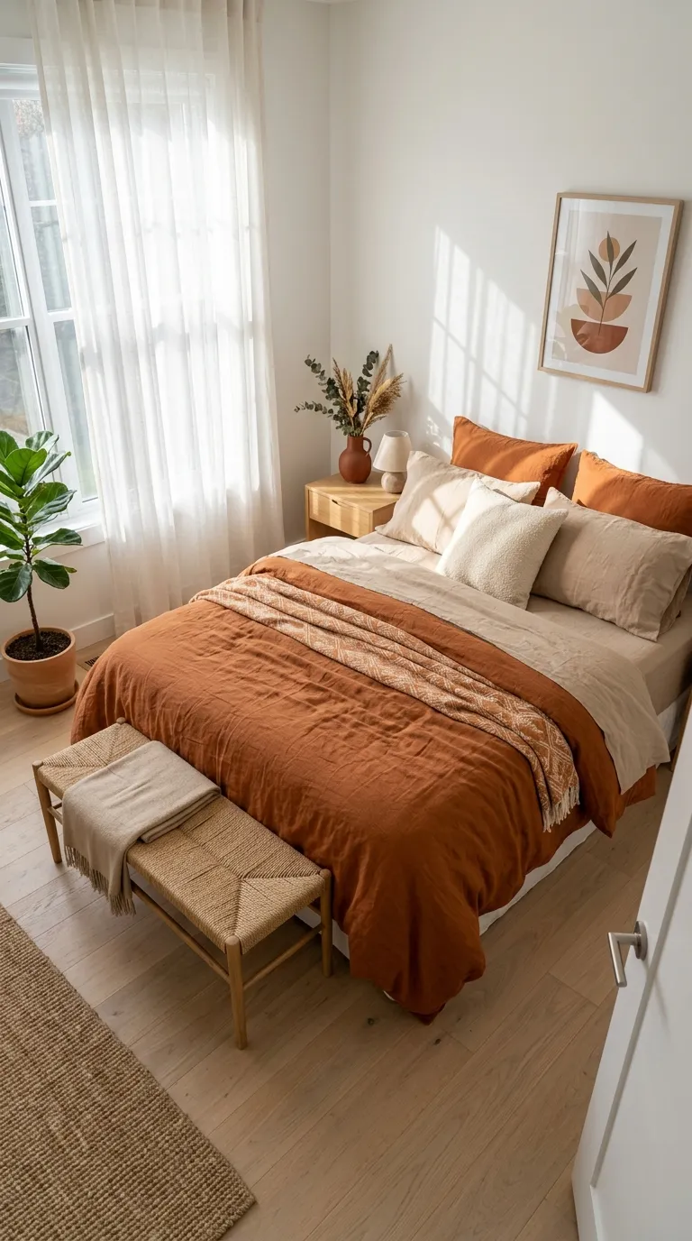 fall bedding Burnt Orange Linen