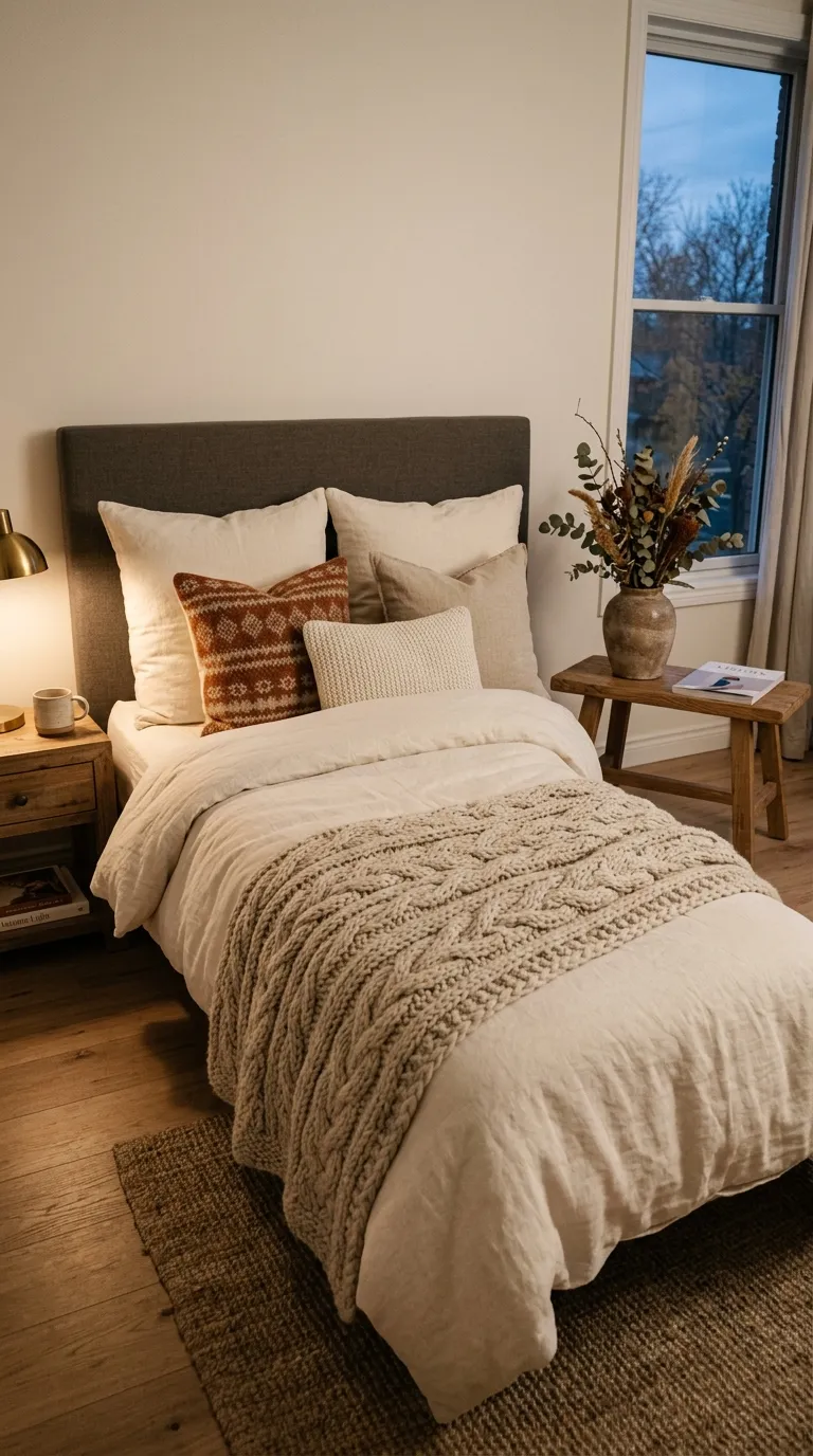 fall bedding Cozy Cable Knit Layers