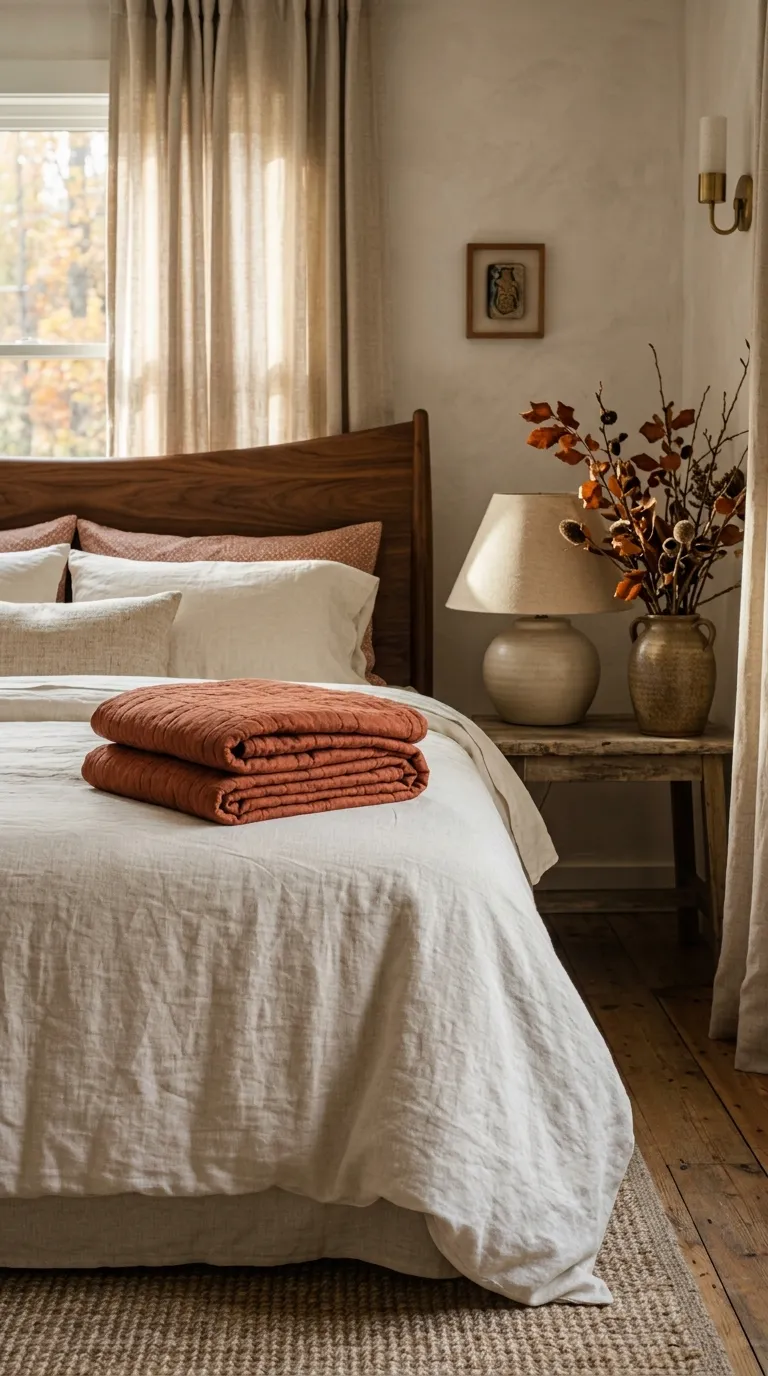 fall bedding Terracotta Quilted Coverlet