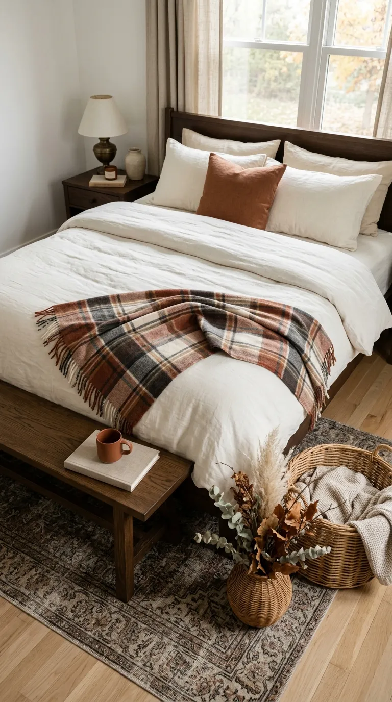 fall bedroom decor Plaid Throw Layer
