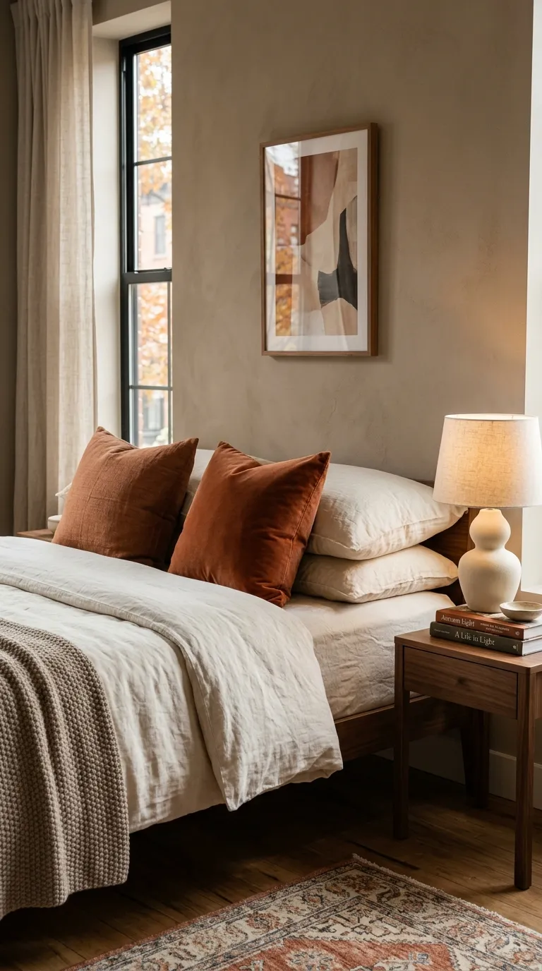 fall bedroom decor Rust Accent Pillows