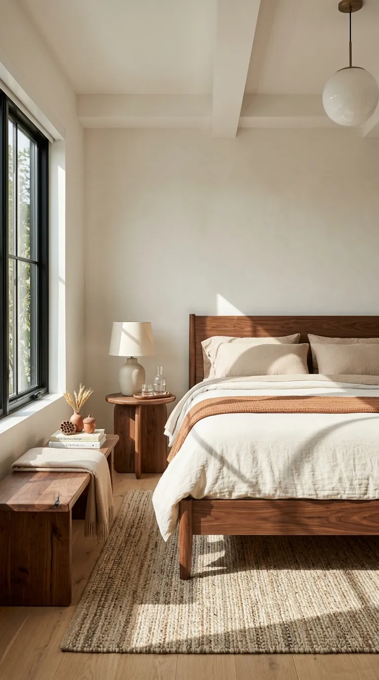 fall bedroom decor Warm Wood Accents