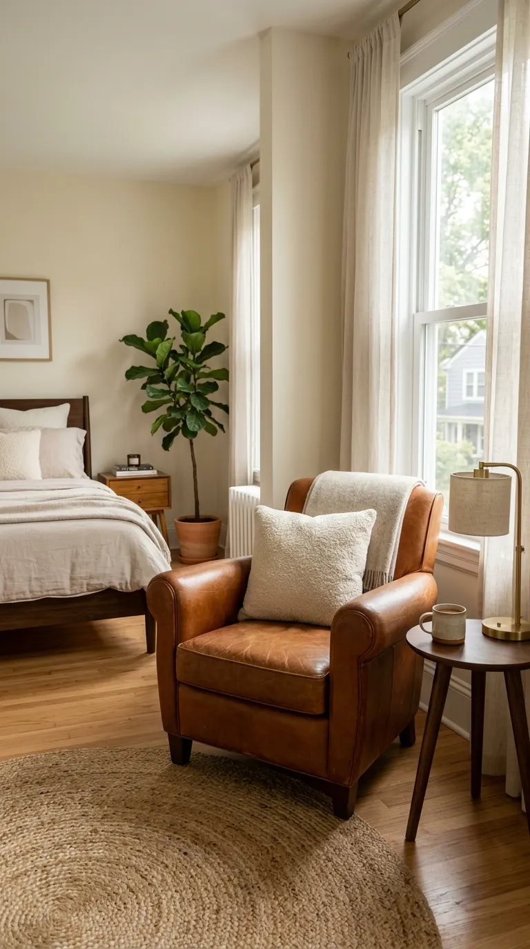 fall bedroom ideas Brown Leather Chair