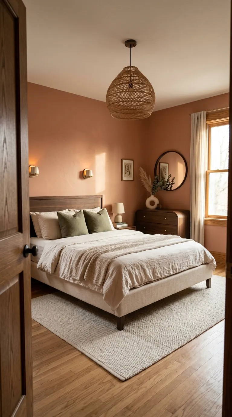 fall bedroom ideas Earthy Terracotta Walls