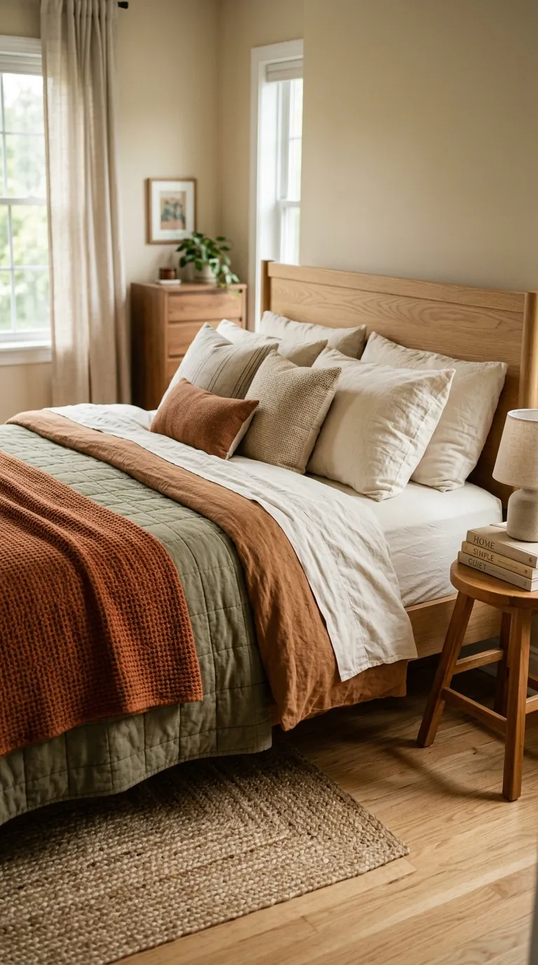fall bedroom ideas Layered Autumn Bedding