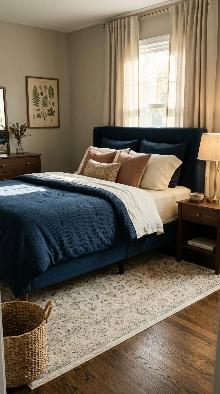fall bedroom ideas Moody Navy Bedding