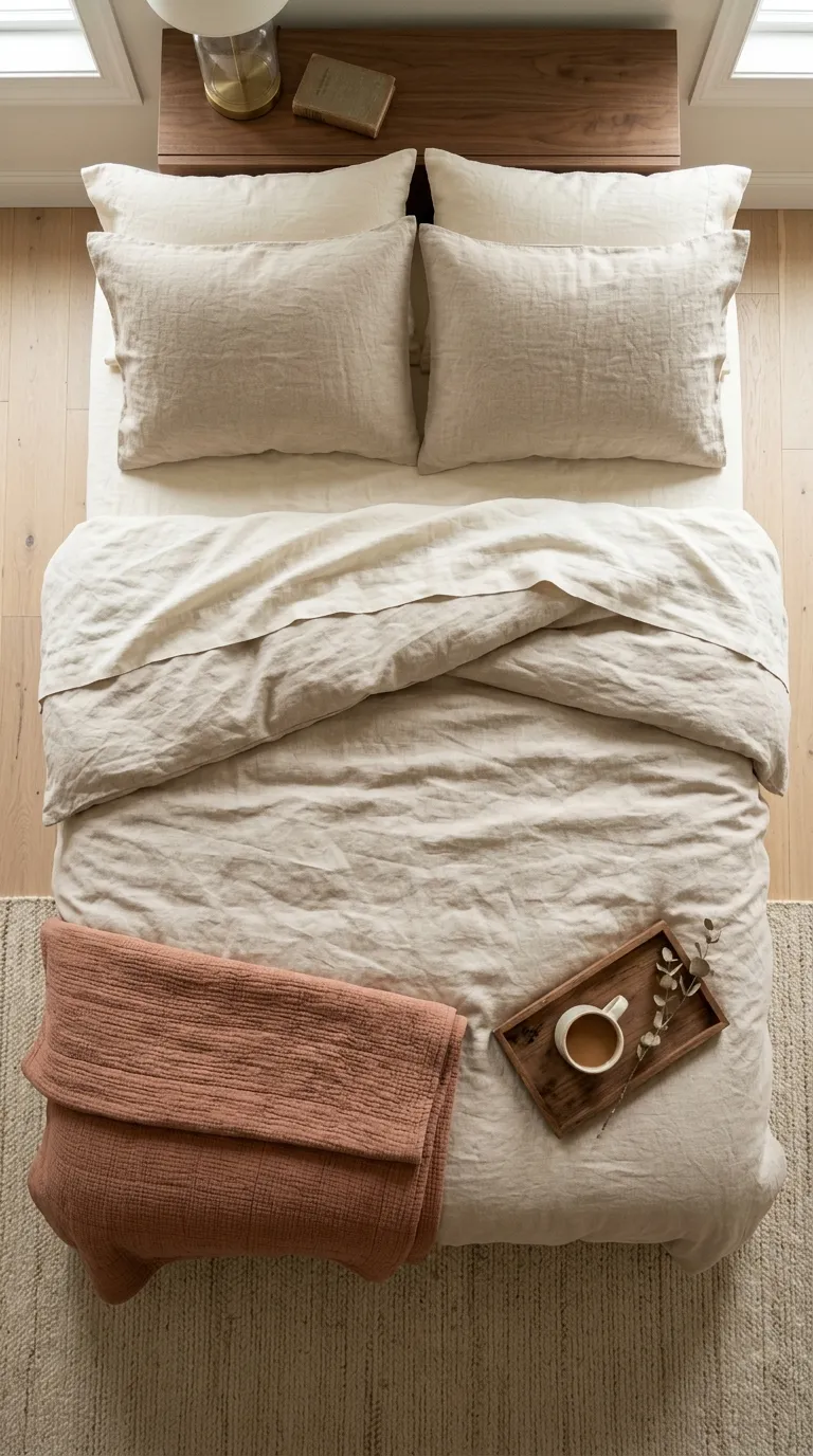 fall bedroom ideas Textured Linen Bedding
