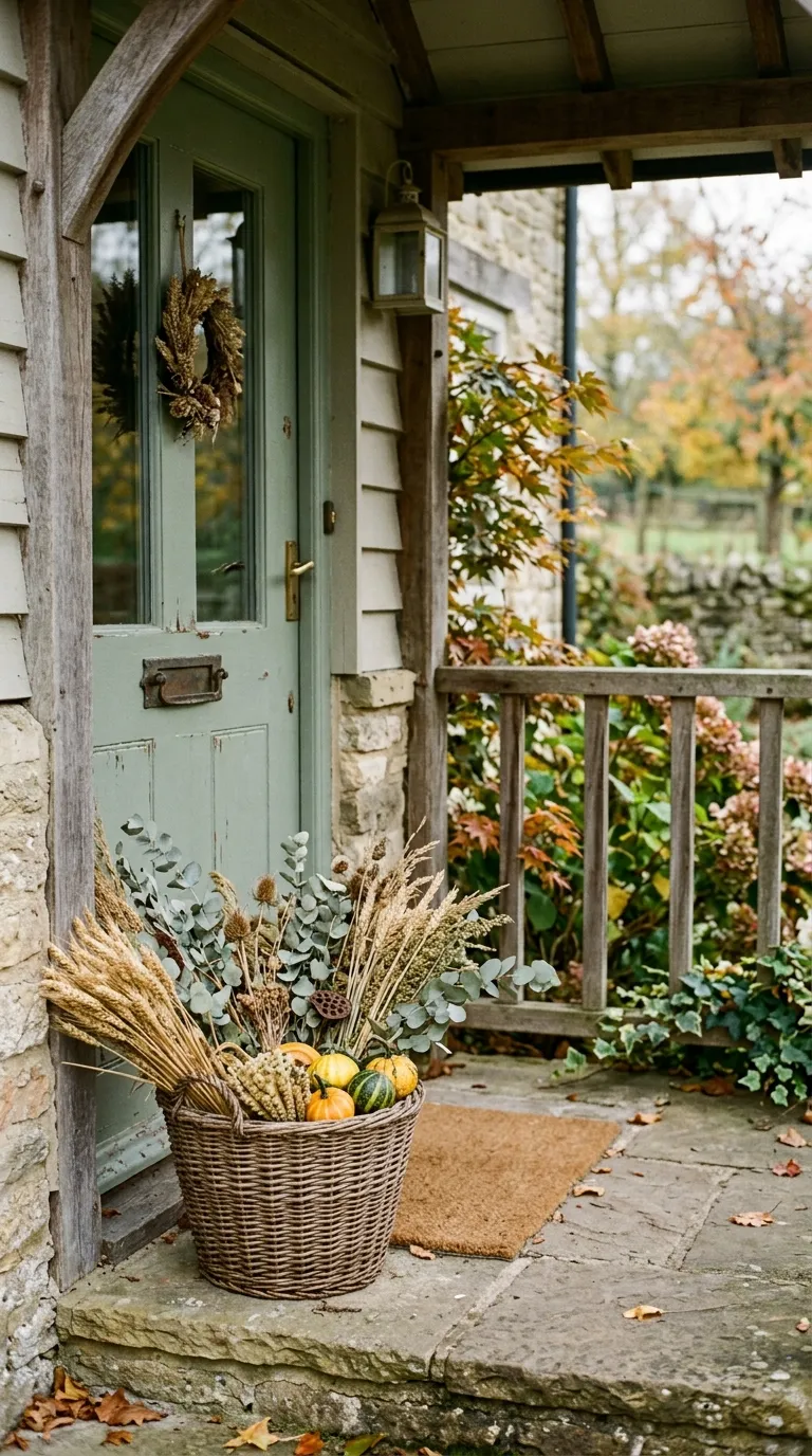 fall front porch decor Harvest Basket Display