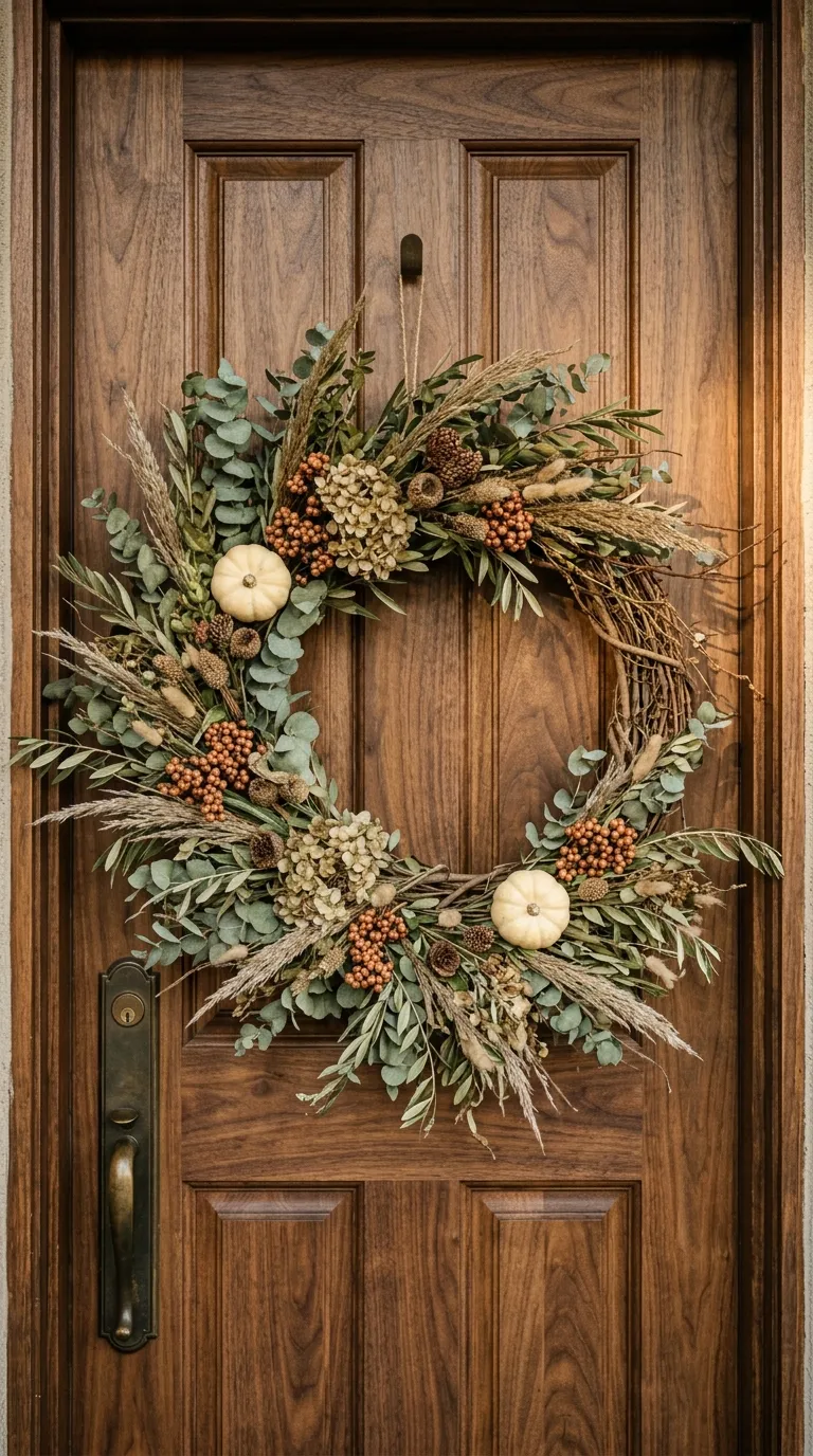 fall front porch decor Layered Door Wreath