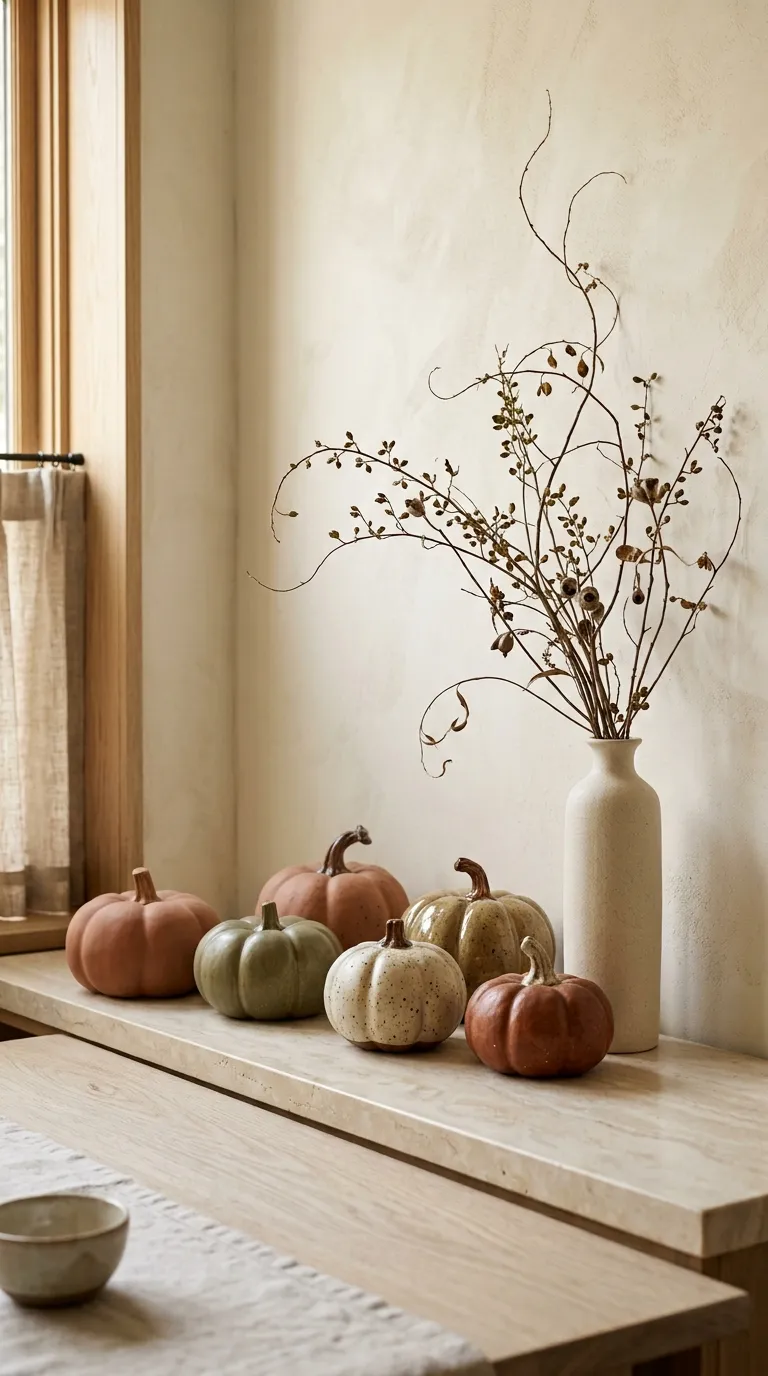 fall kitchen decor Ceramic Pumpkin Cluster