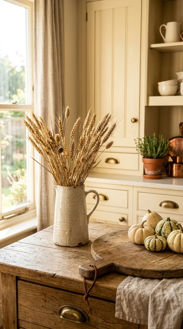 fall kitchen decor Dried Wheat Countertop