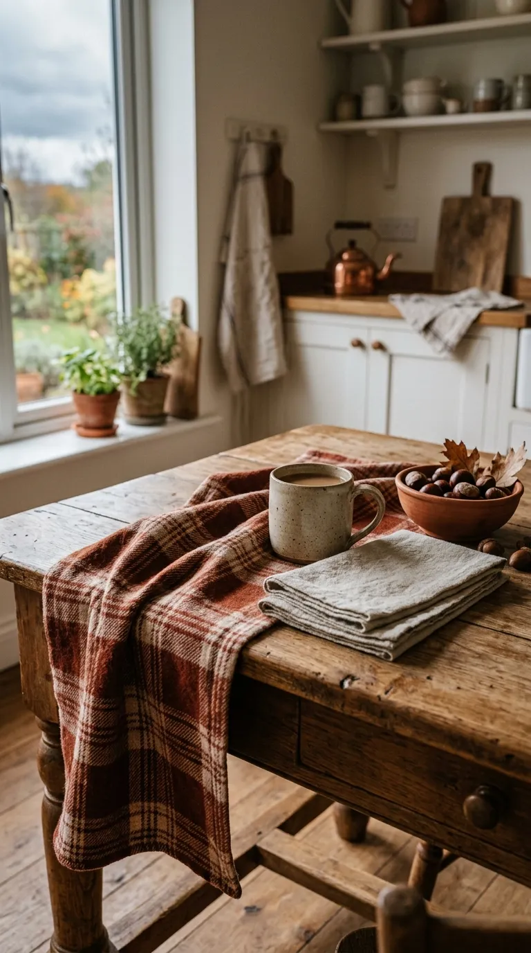 fall kitchen decor Plaid Textile Accents