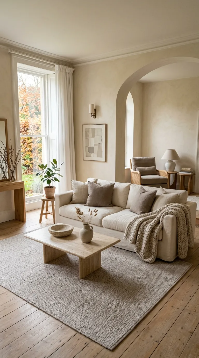 fall living room decor Soft Neutral Layers