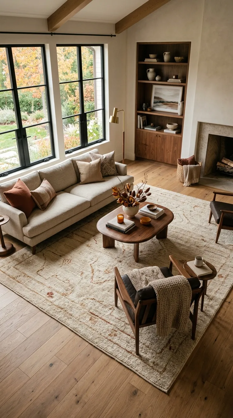 fall living room decor Textured Area Rugs