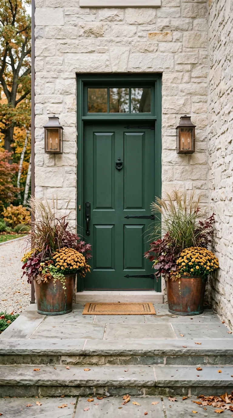 fall porch decor Copper Planter Pair
