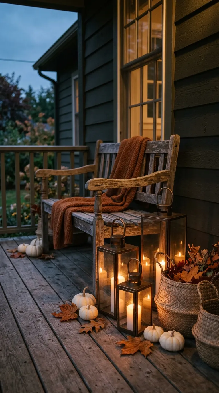 fall porch decor Cozy Lantern Clusters