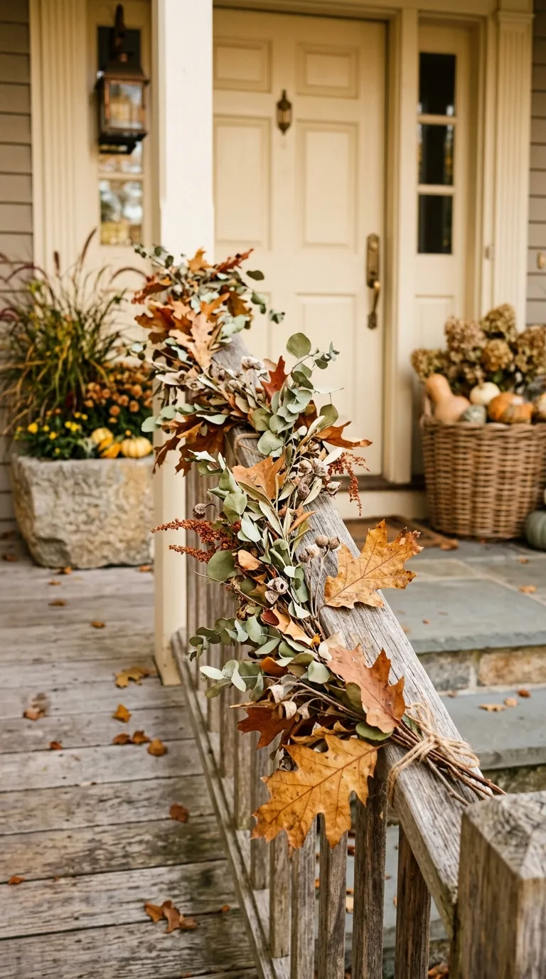 fall porch decor Dried Leaf Garland