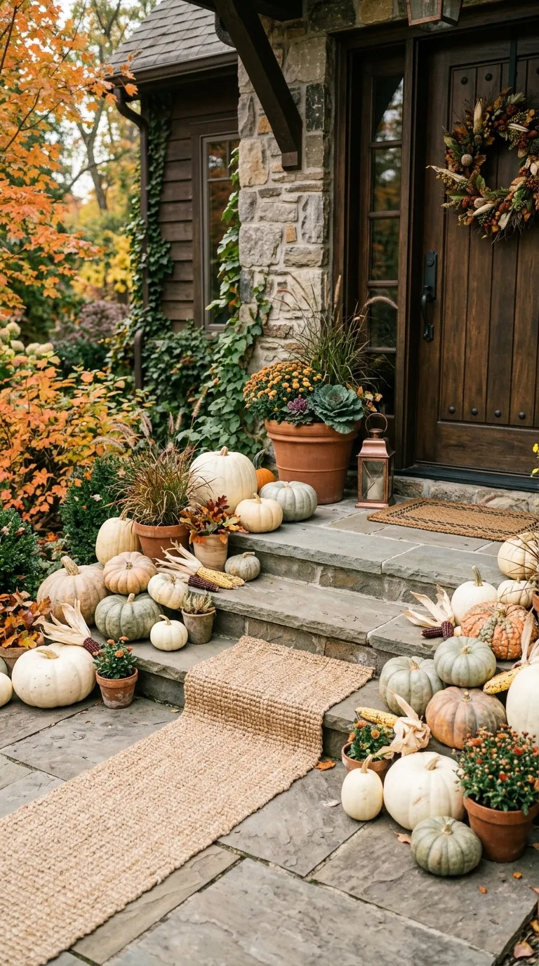 fall porch decor Layered Pumpkin Steps