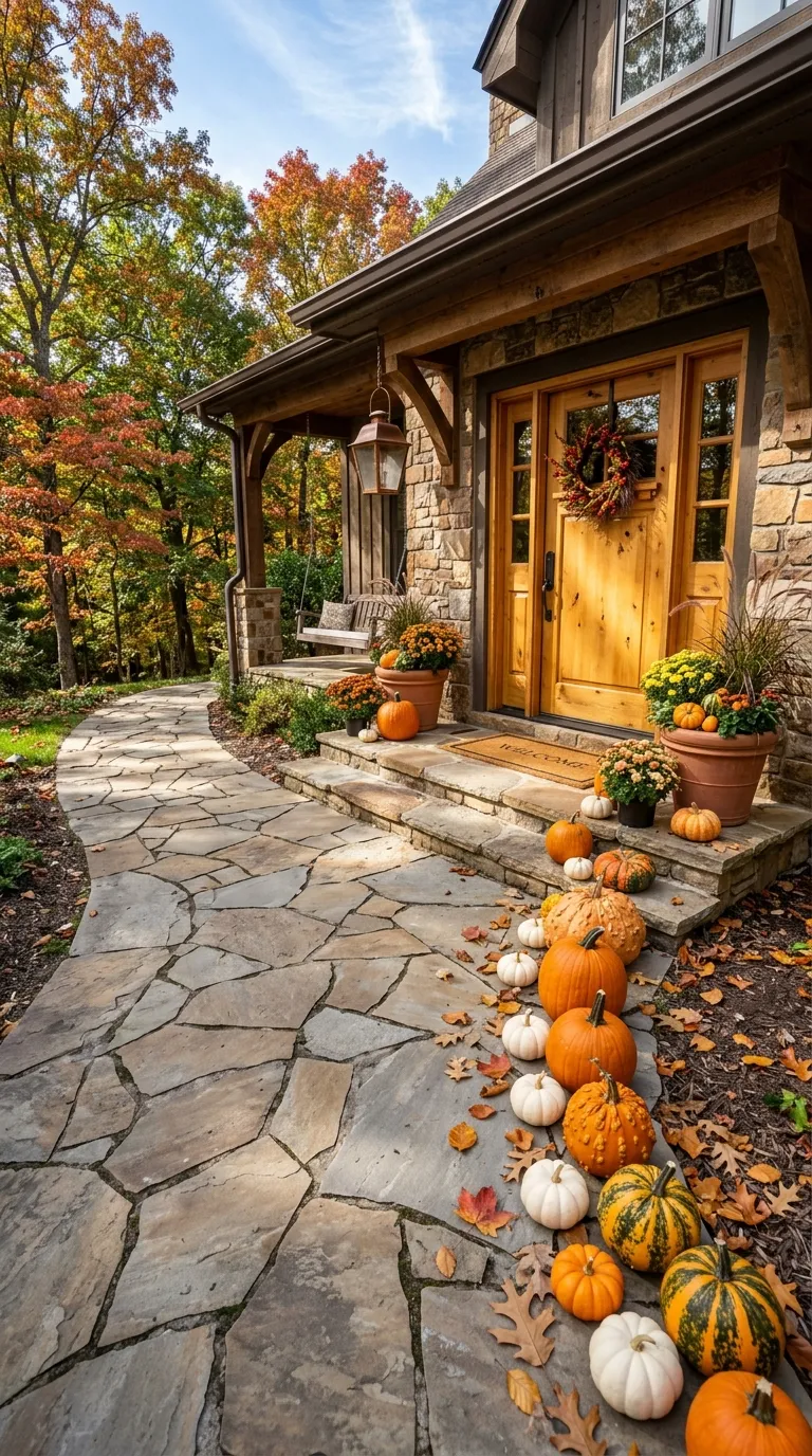 fall porch decor Pumpkin Doorstep Trail