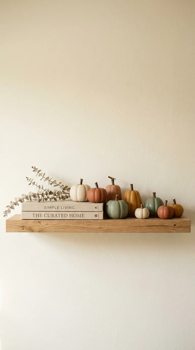 fall room decor Pumpkin Shelf Styling