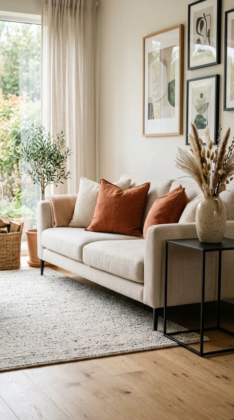fall room ideas Burnt Orange Pillows