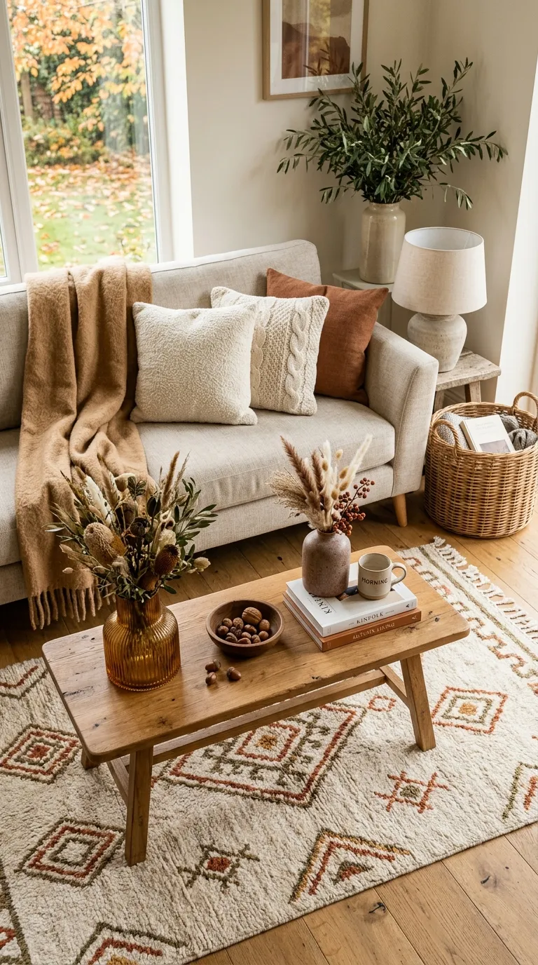 fall room ideas Cozy Layered Accessories
