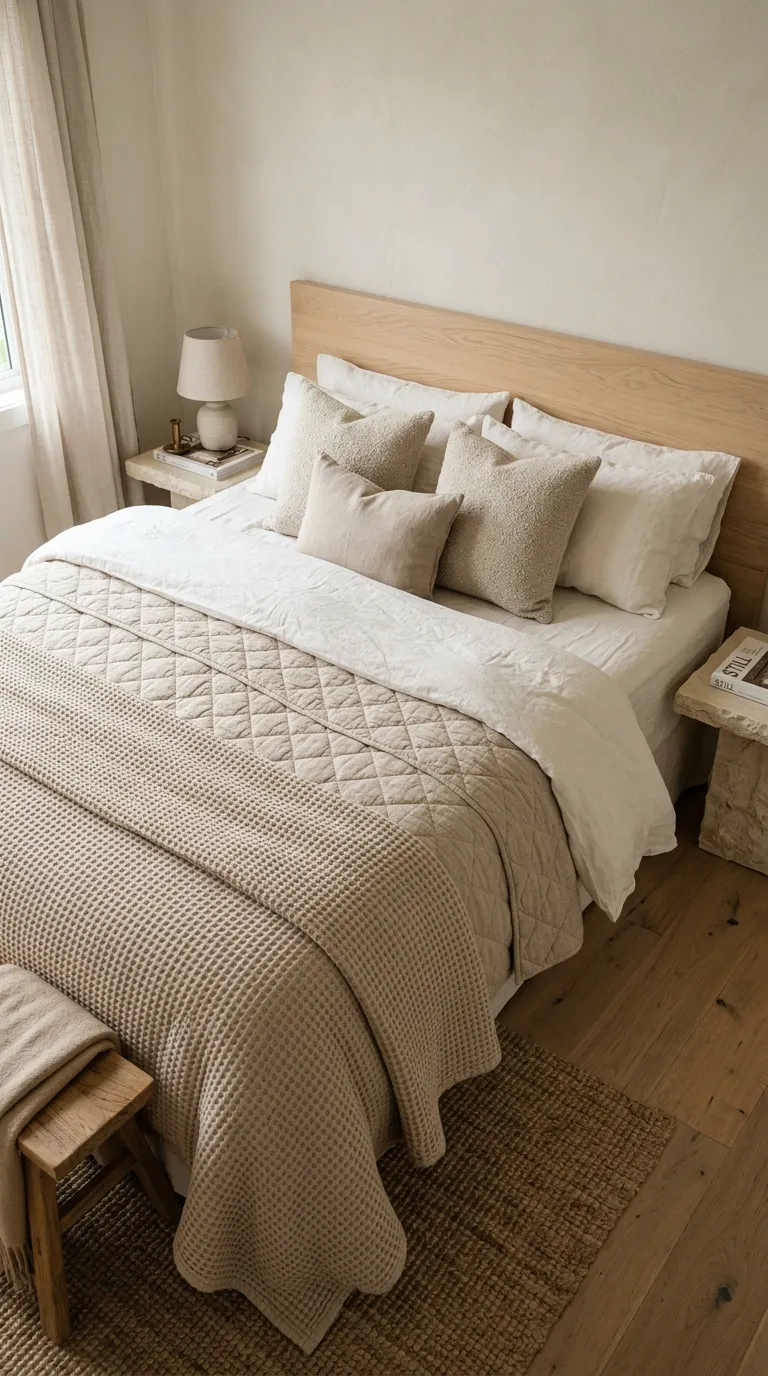fall room ideas Textured Neutral Bedding