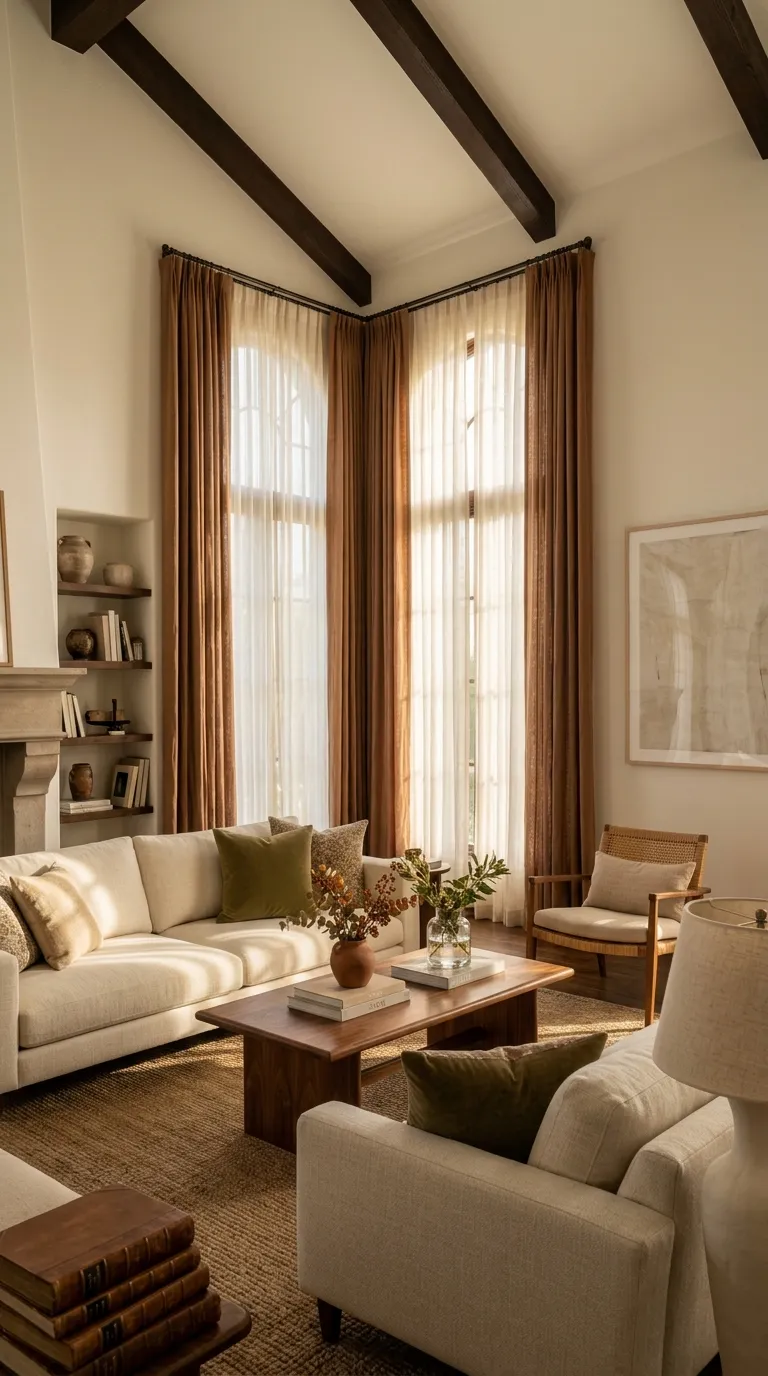 fall room ideas Warm Layered Curtains
