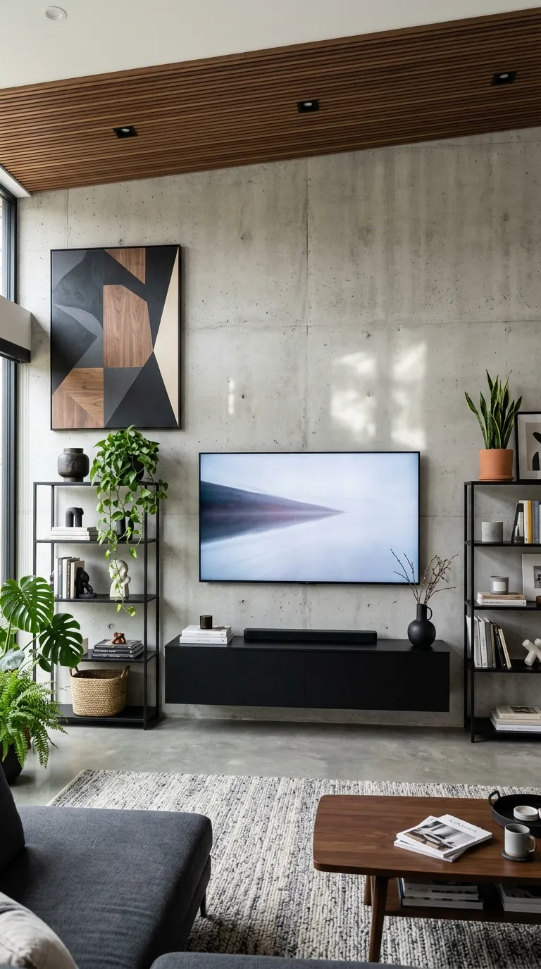 floating tv stand ideas Matte Black Cabinet