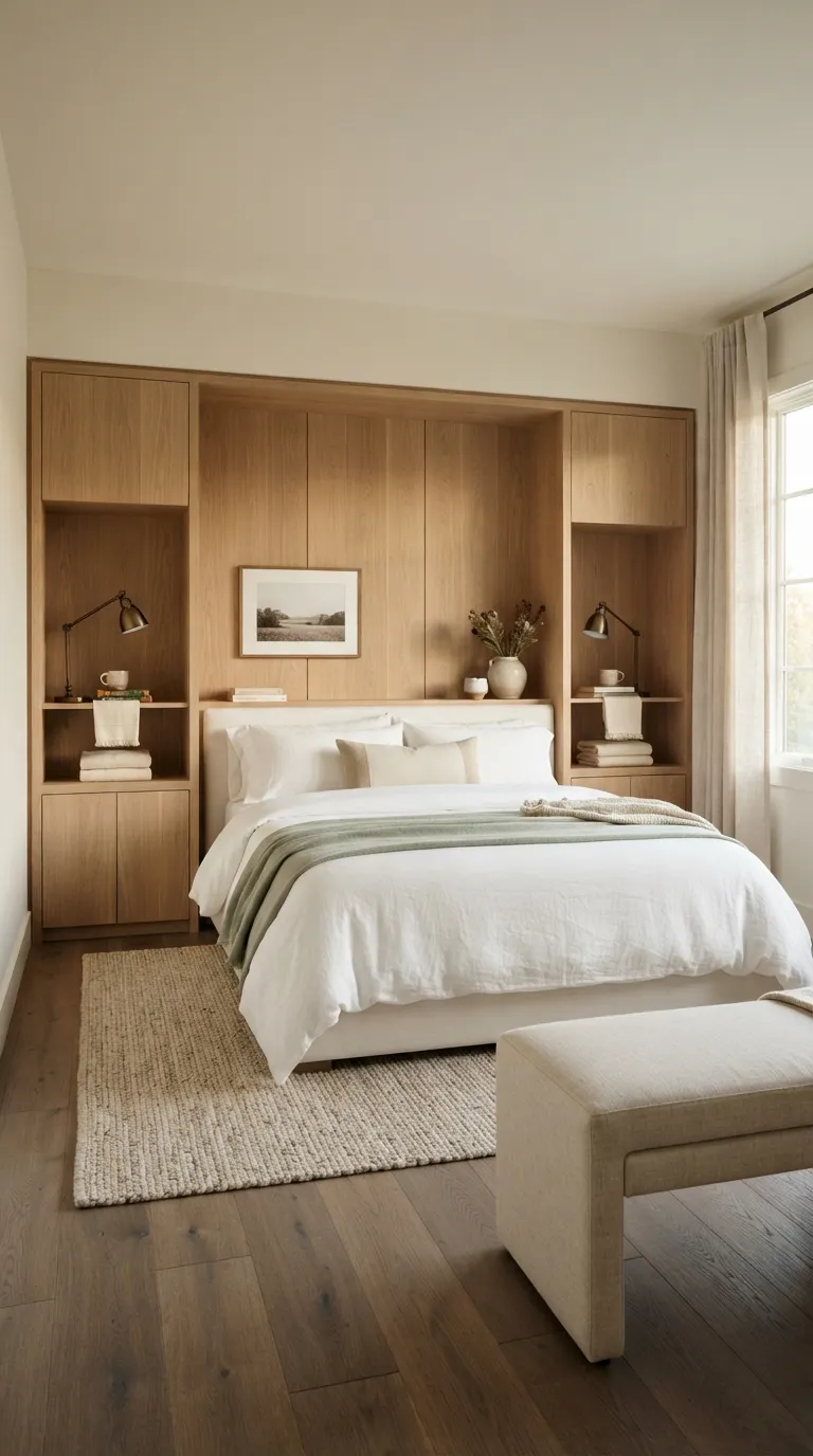 guest bedroom storage ideas Built-In Headboard Storage