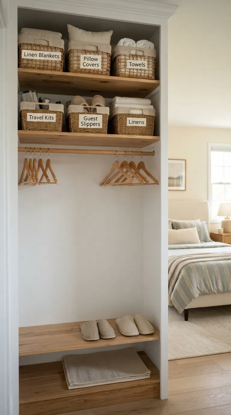 guest bedroom storage ideas Closet Shelf Baskets