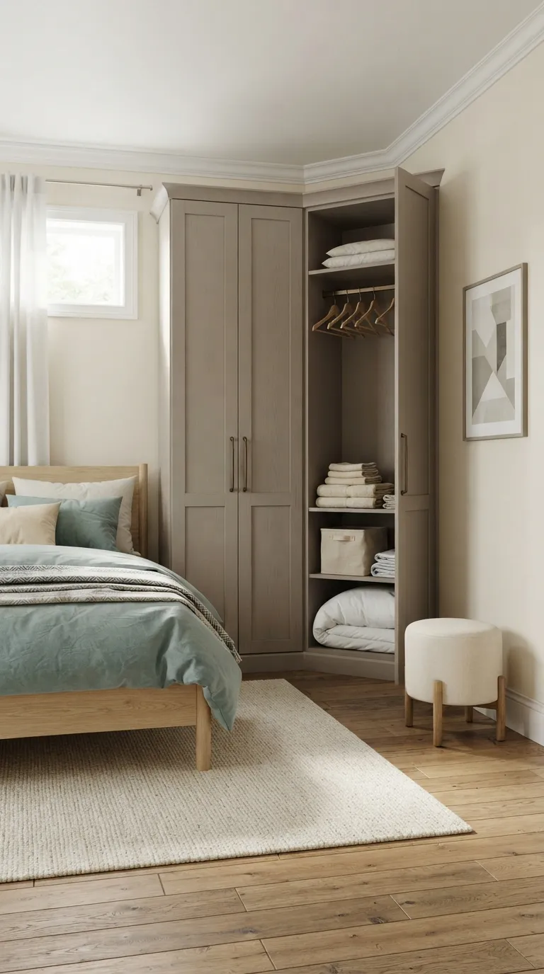 guest bedroom storage ideas Corner Wardrobe