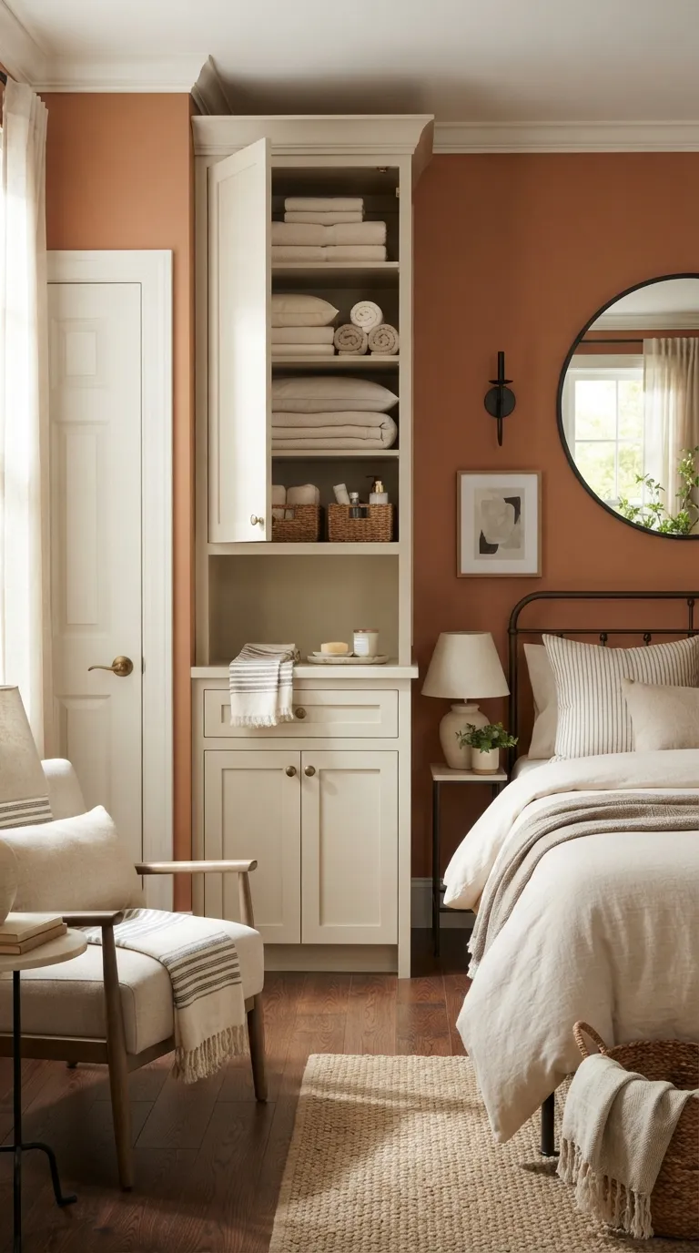 guest bedroom storage ideas Narrow Linen Tower