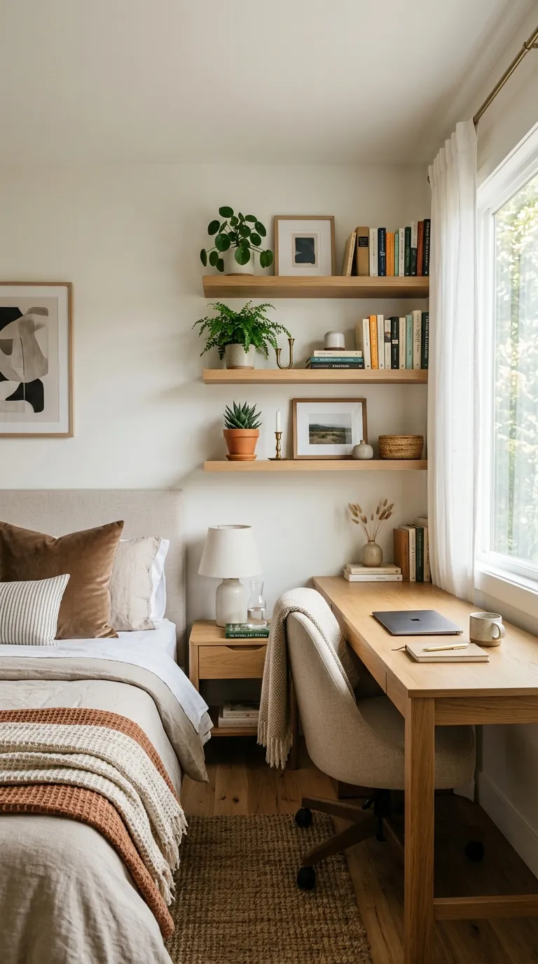 guest room office combo ideas Floating Shelf Storage