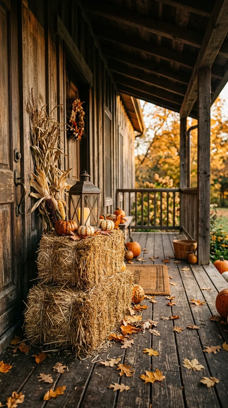 halloween porch Autumn Hay Bale Stack