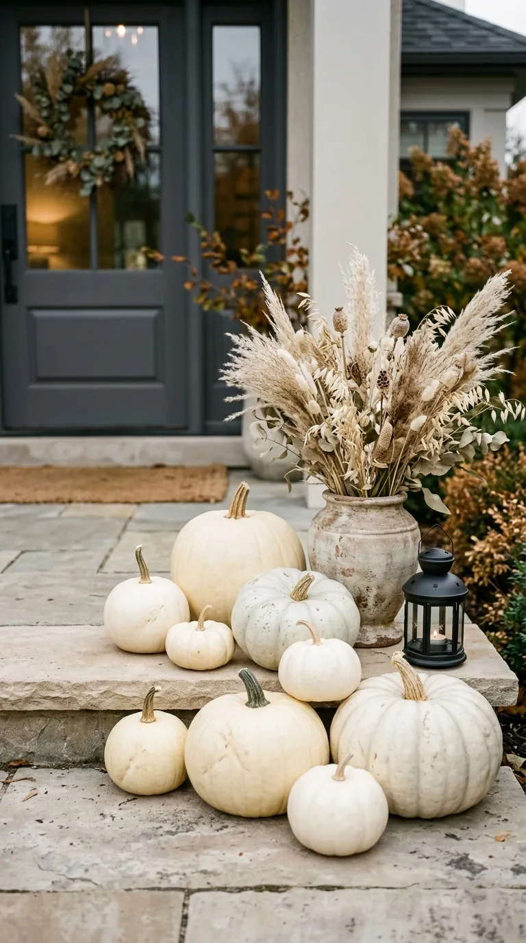 halloween porch Ghostly White Pumpkins
