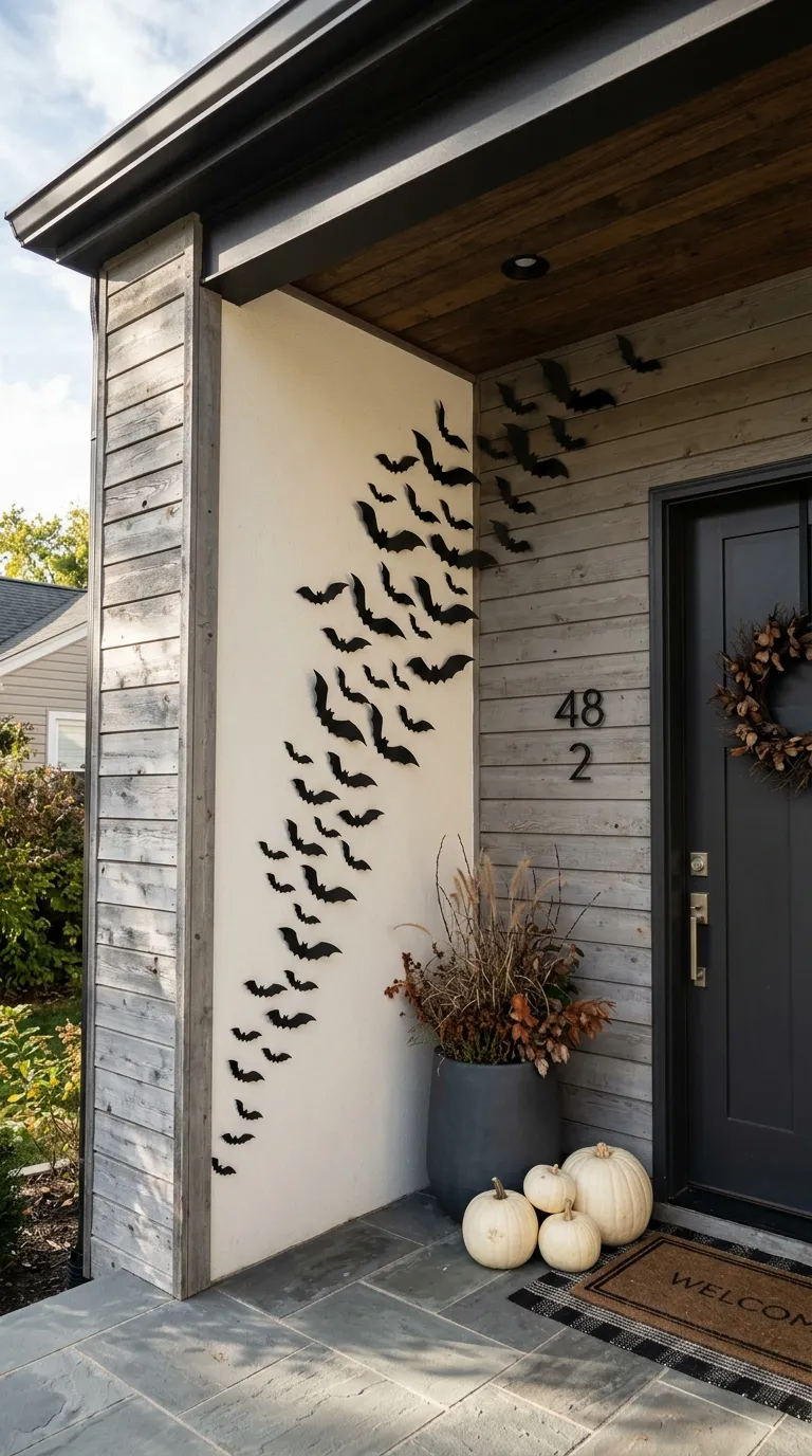 halloween porch ideas Bat Swarm Display