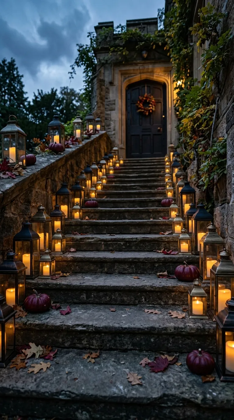 halloween porch ideas Candlelit Staircase