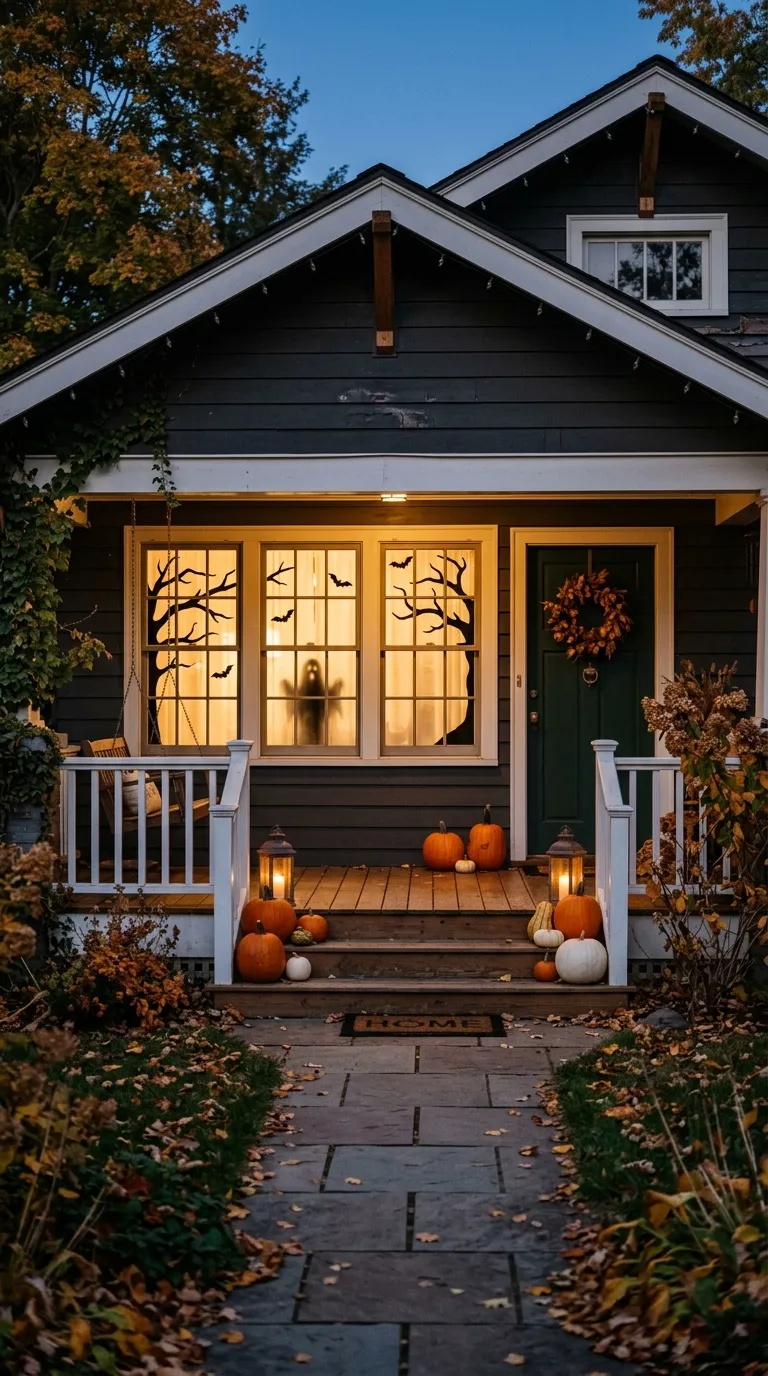 halloween porch ideas Creepy Window Silhouettes