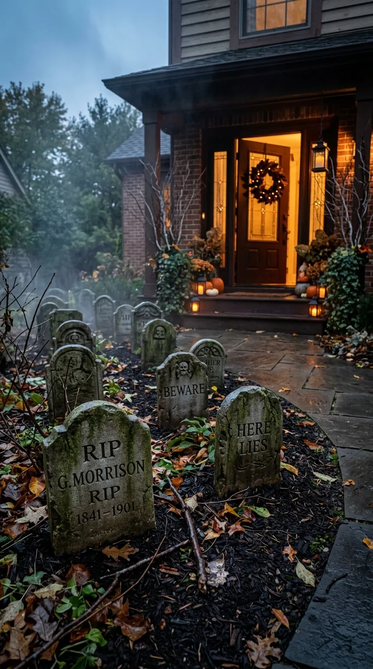 halloween porch ideas Foggy Graveyard Entry