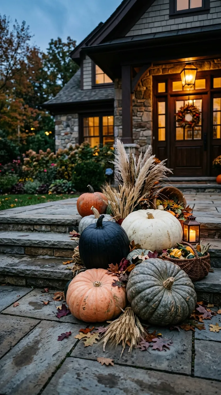 halloween porch ideas Oversized Pumpkin Clusters