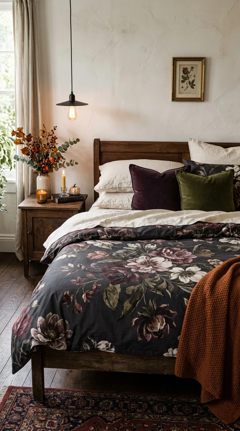 halloween room decor Dark Floral Bedding