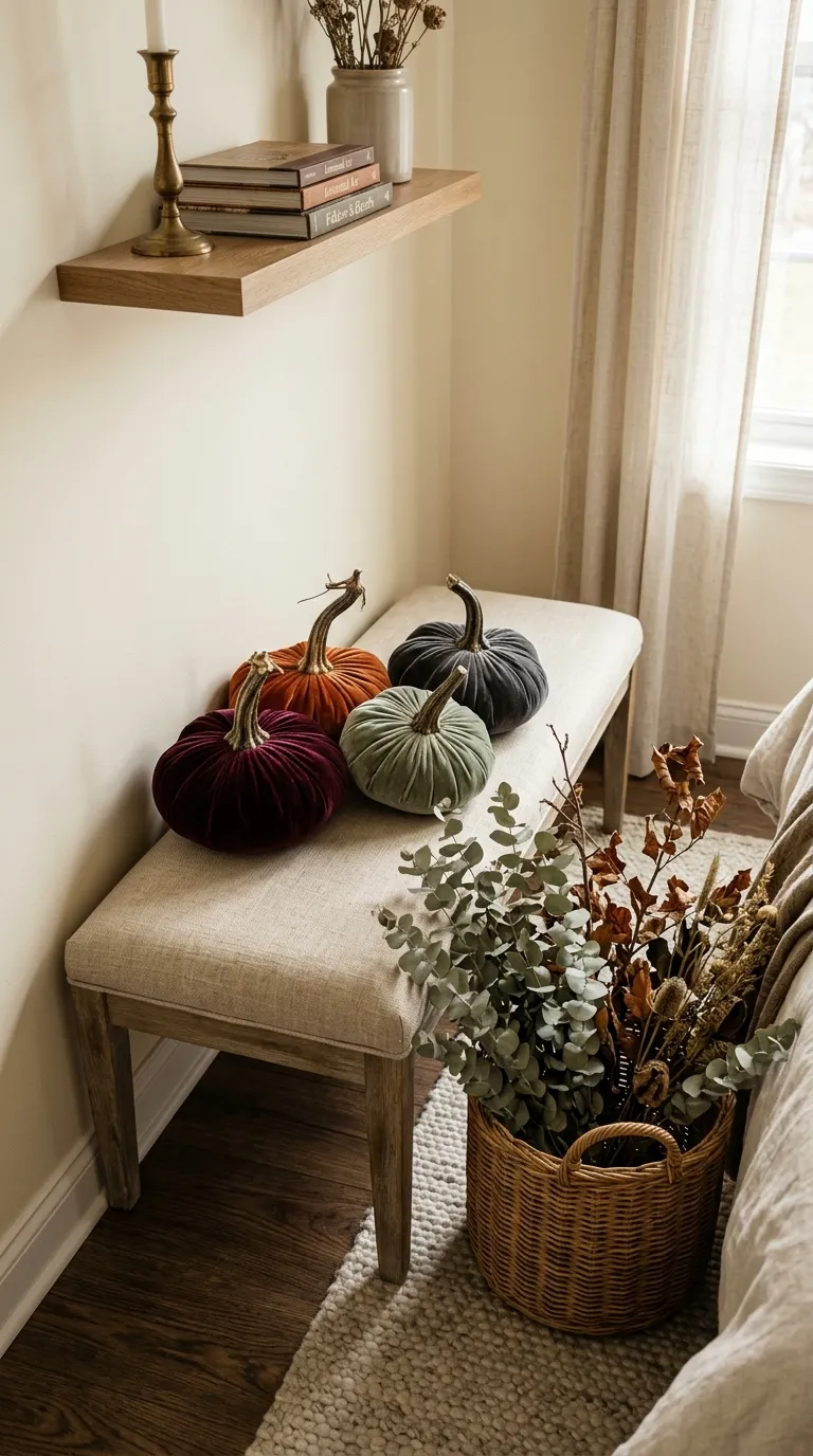 halloween room decor Velvet Pumpkin Cluster