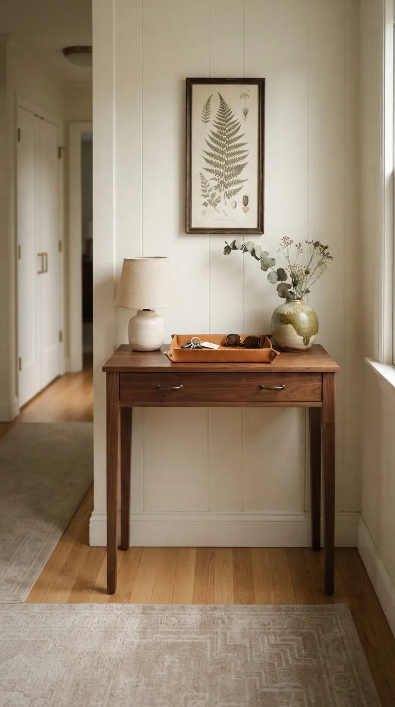hallway console table decor ideas Add a Catchall Tray